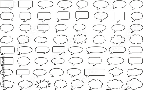 Speech Bubble Line Icon Set – Editable Vector Chat, Dialogue, and Comment Symbols