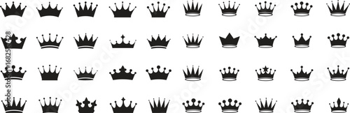 Royal Crown Silhouette Set – Luxury King and Queen Tiara Vector Collection