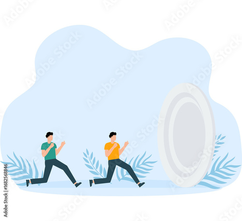 The key to success and  Business manager with worker unlocking success 2d vector animation cartoon concept
