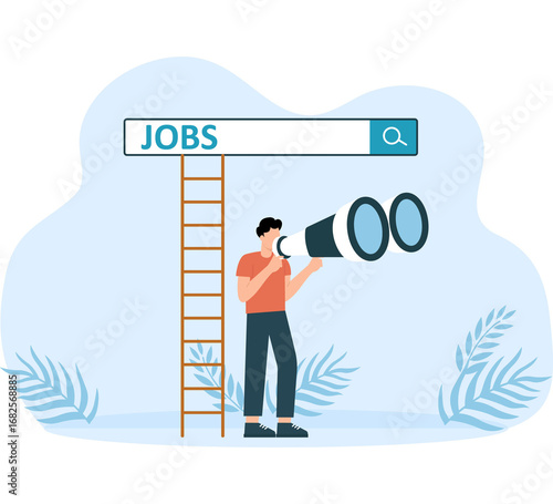 Career or job search and find opportunity 3d animation concept
