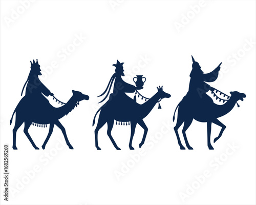 The Magi on the way to Jesus Nativity christmas graphics design elements