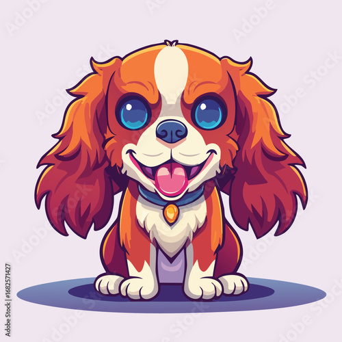 Cavalier King Charles Spaniel Streamlined Vector Art with Flat Colors and Sharp Linework