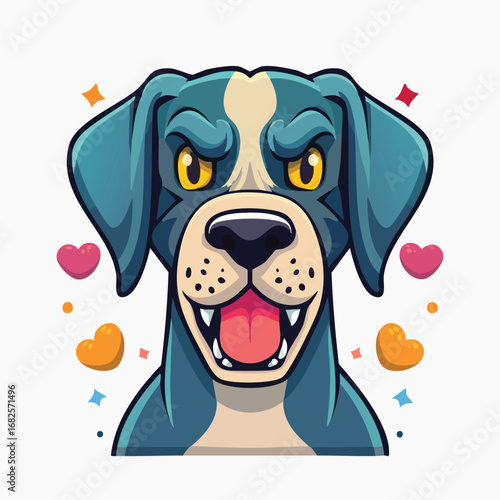 Great Dane Streamlined Vector Art with Flat Colors and Sharp Linework