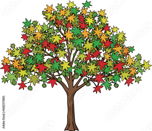 autumnal tree a colorful illustration of natures seasonal transformation, isolated on transparent background
