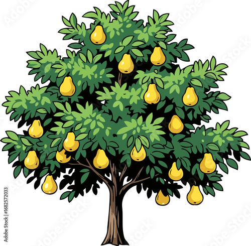 abundant harvest a bountiful pear tree, symbol of natures golden gift, isolated on transparent background
