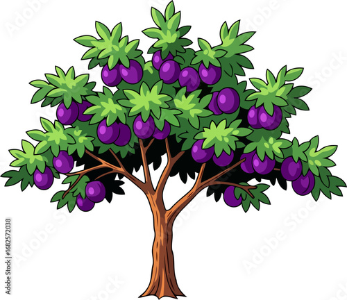 abundant plum tree a bountiful harvest of purple jewels, summers sweetness, isolated on transparent background
