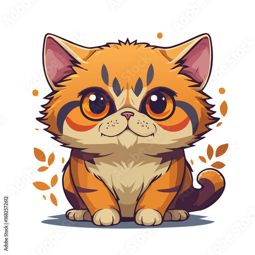 Exotic Shorthair Streamlined Vector Art with Flat Colors and Sharp Linework
