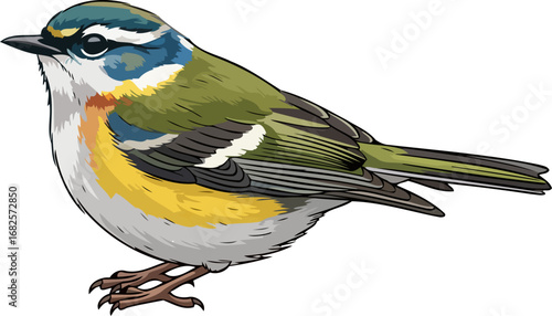 graceful goldencrowned kinglet a tiny jewel of the forest, exquisite avian artwork, isolated on transparent background