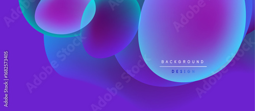 Abstract fluid shapes overlap, creating vibrant purple, blue gradients. Modern design element for backgrounds, presentations.