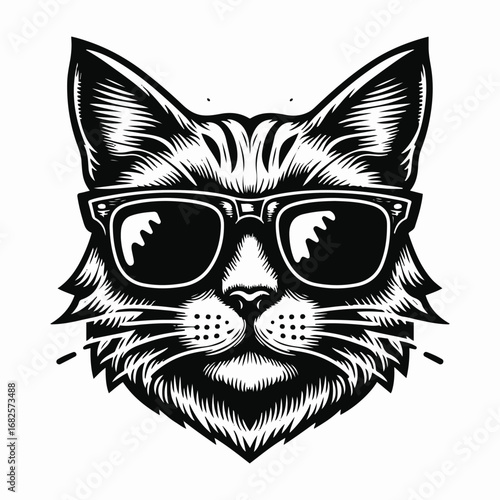 black cat on a white background
