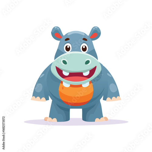 Hippopotamus Streamlined Vector Art with Flat Colors and Sharp Linework