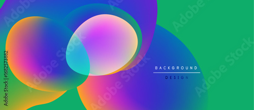 Vibrant abstract circles overlap, creating colorful gradients. Green dominates right side, text reads background design. Modern, dynamic visual.