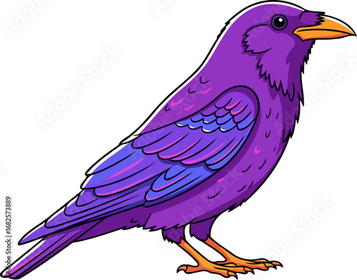 mysterious purple raven illustration a symbol of magic, wisdom, and enigmatic beauty, isolated on transparent background