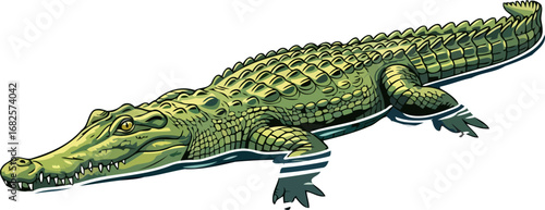 stealth hunter a camouflaged crocodile in the murky waters, isolated on transparent background