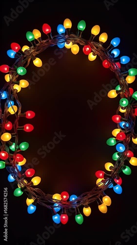 Illuminated Colorful Christmas Lights Arrangement Against Black Background