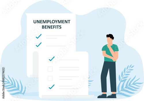 Social security unemployment benefits unconditional income 2d animation concept
