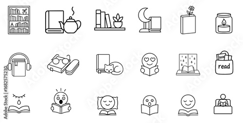 Book Reading icons set. vector. editable