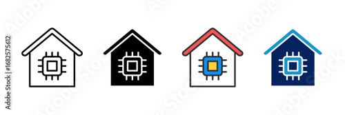 Smart Chip Icon Set Multiple Style Collection