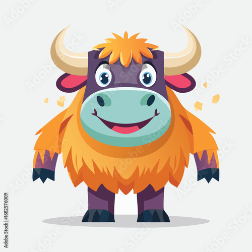 Yak Streamlined Vector Art with Flat Colors and Sharp Linework