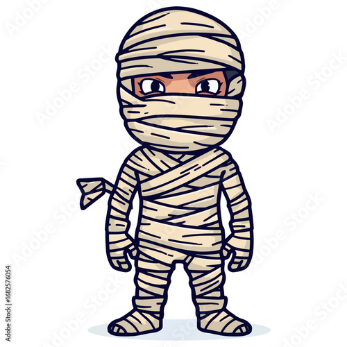Halloween Mummy Cartoon Spooky Fun with Wrapped Character Illustration