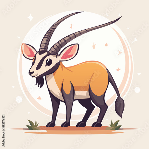 Oryx Streamlined Vector Art with Flat Colors and Sharp Linework