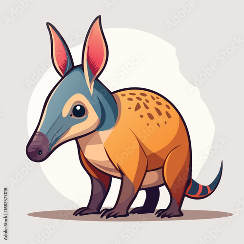 Aardvark Streamlined Vector Art with Flat Colors and Sharp Linework