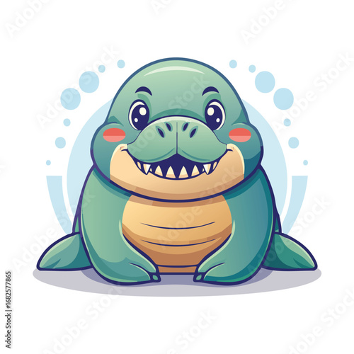 Manatee Streamlined Vector Art with Flat Colors and Sharp Linework