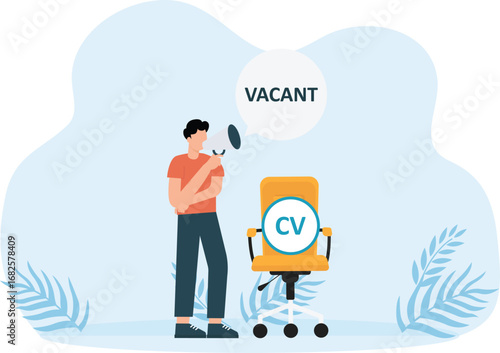 Vector business graphics, open vacancies, companies and business corporations looking for employees for jobs, flat color icons, creative illustrations, employers are considering resumes concept

