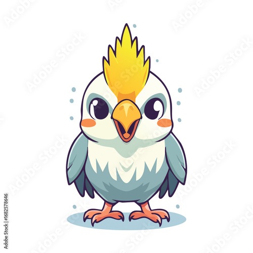 Cockatiel Streamlined Vector Art with Flat Colors and Sharp Linework