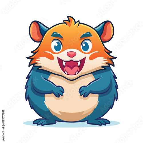 Syrian Hamster Streamlined Vector Art with Flat Colors and Sharp Linework