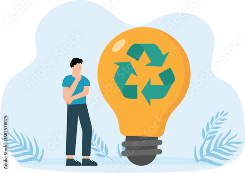 businessman with an environmentally friendly idea in waste processing, producing recycled products that are marketable.
