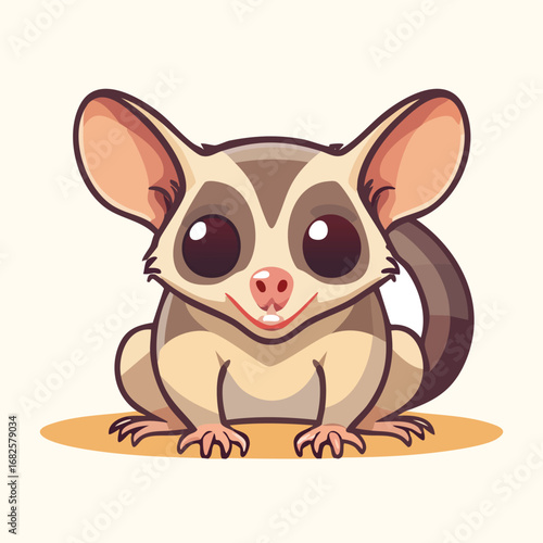 Sugar Glider Streamlined Vector Art with Flat Colors and Sharp Linework
