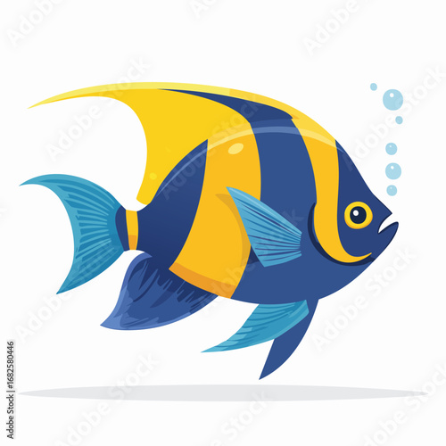 Angelfish  Streamlined Vector Art with Flat Colors and Sharp Linework