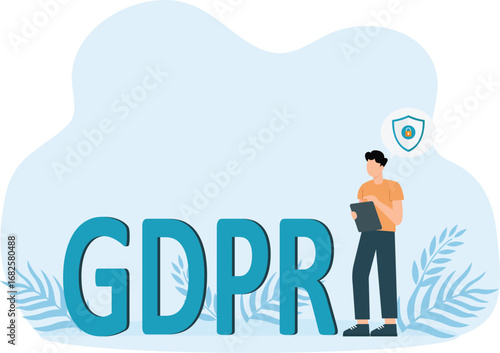 GDPR data protection concept. Can be used for web banners, infographics, hero images.
