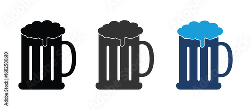 Beer Mug Icon Vector Flat Design Illustration.