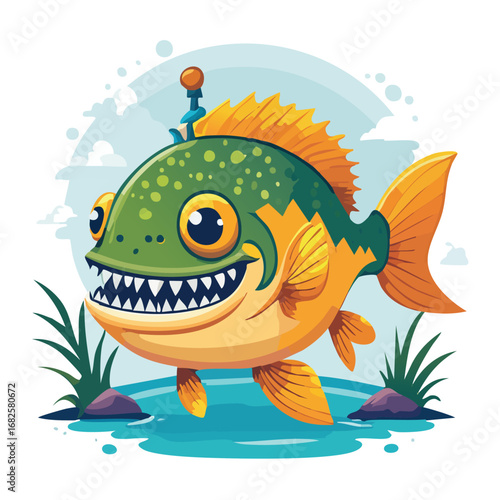 Crappie Streamlined Vector Art with Flat Colors and Sharp Linework
