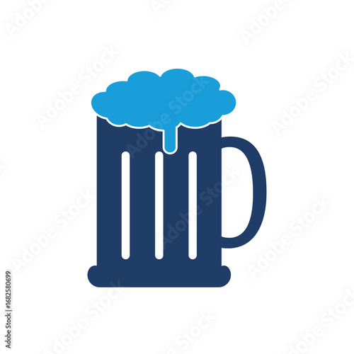 Beer Mug Icon Vector Flat Design Illustration.