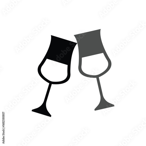 Wine Glass Icon – Flat Black Silhouette on White Background.