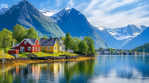 Coastline of Austnesfjorden with Mountains in Nordland, Norway