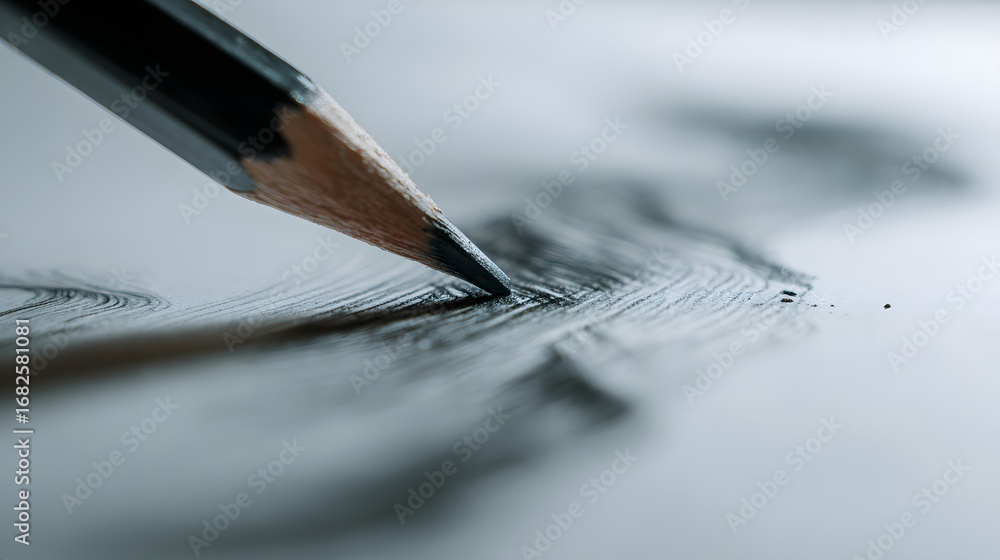 Fototapeta premium Pencil drawing sketch lines on white paper for creative illustration.