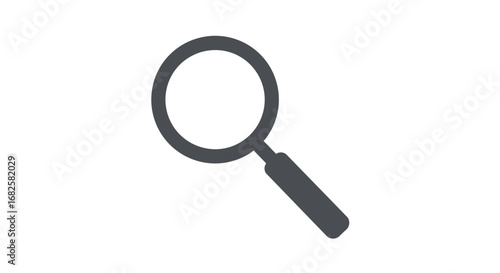 Simple Dark Gray Magnifying Glass Icon on White.