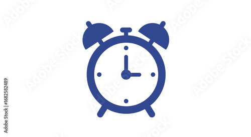 Blue Alarm Clock Icon Showing Three OClock.