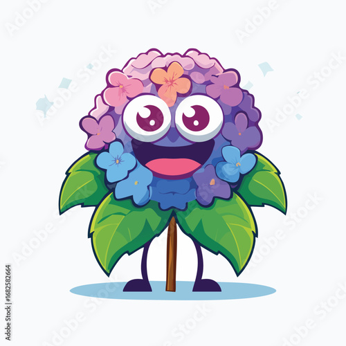 Hydrangea Flat-Style Vector Illustration with Balanced Composition