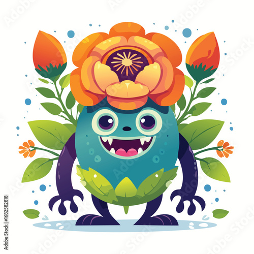 Ranunculus Flat-Style Vector Illustration with Balanced Composition