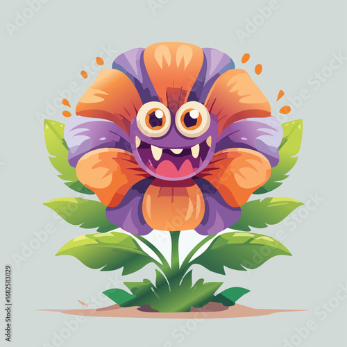 Petunia Flat-Style Vector Illustration with Balanced Composition