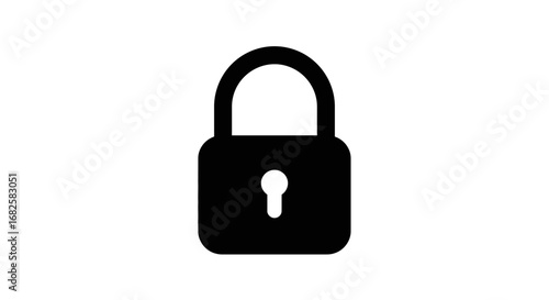 Simple Black Padlock Icon Representing Security and Protection.