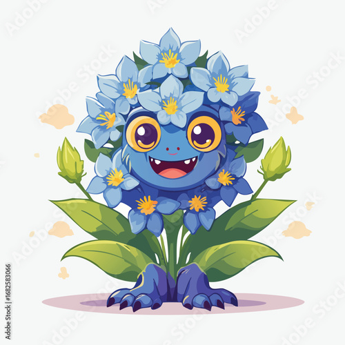Delphinium Flat-Style Vector Illustration with Balanced Composition