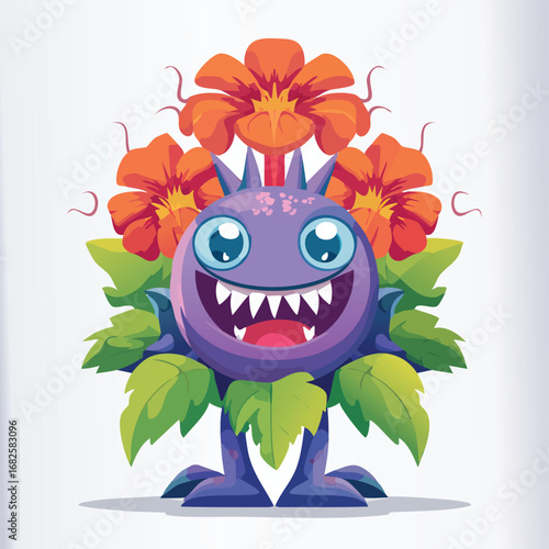 Geranium Flat-Style Vector Illustration with Balanced Composition