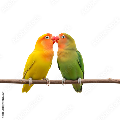 Two birds sitting on a branch - Transparent Background