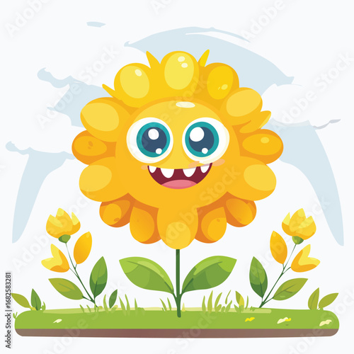 Buttercup Flat-Style Vector Illustration with Balanced Composition